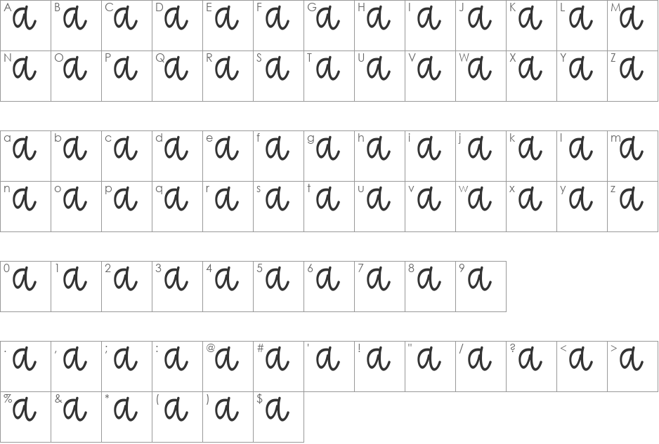 shiprezotto font character map preview