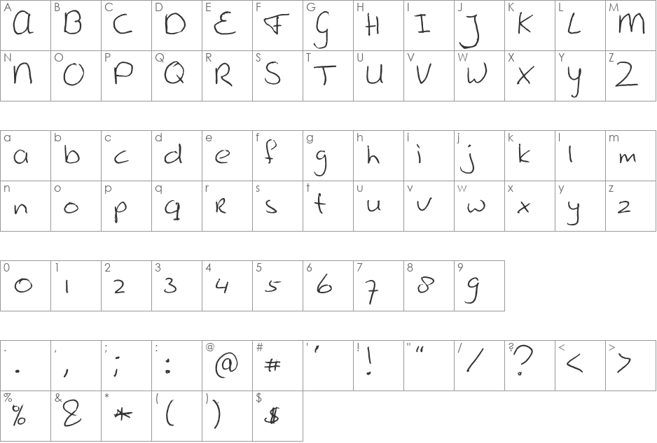 Shipwreck font character map preview