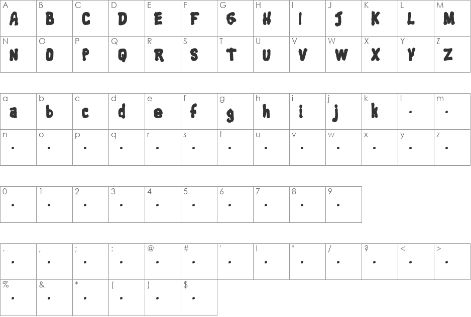 ShipwreckBold font character map preview