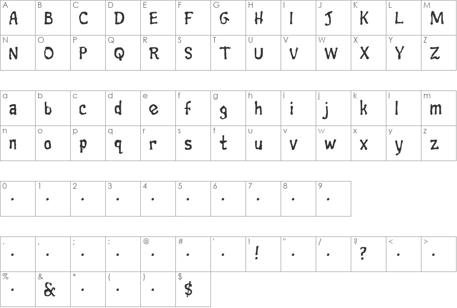 ShipwreckRegular font character map preview