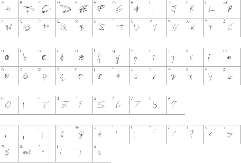 shite font character map preview