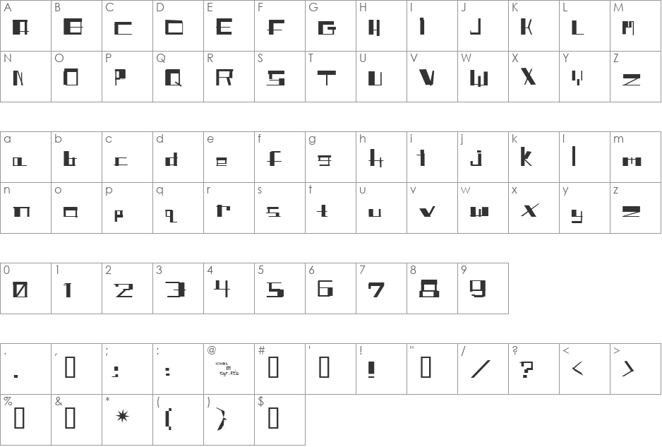 Shitfont font character map preview