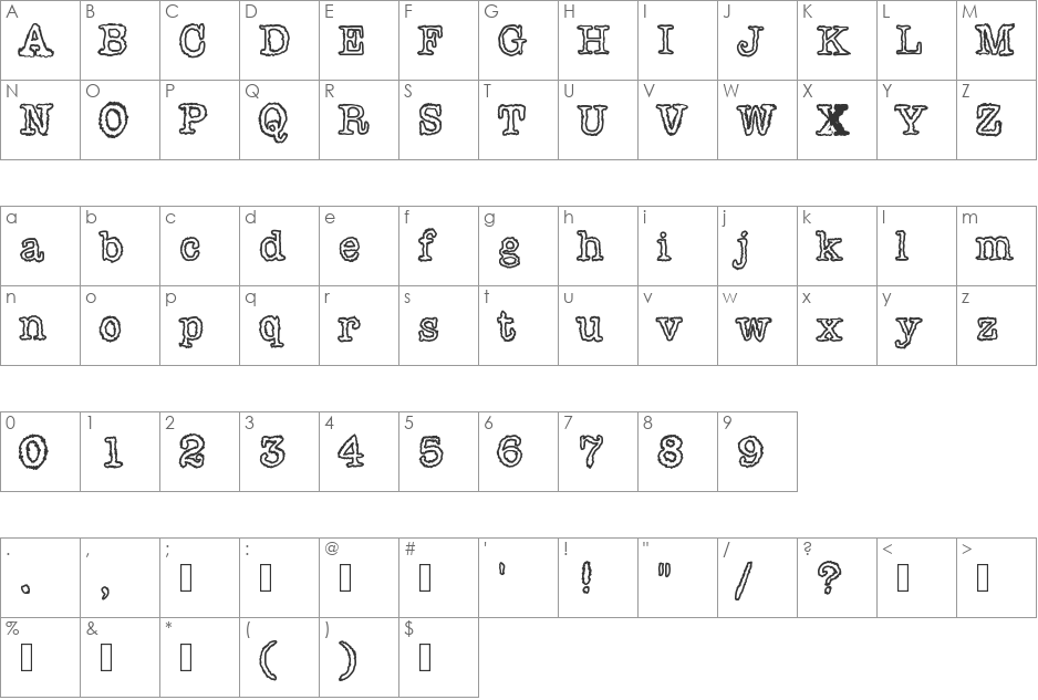 Shiverforyou font character map preview