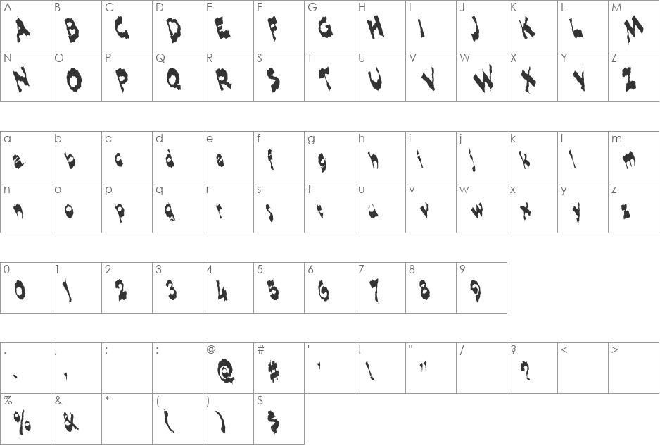 ShlopHappyReMix font character map preview