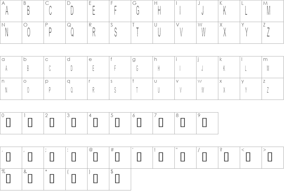 Shock Shock font character map preview