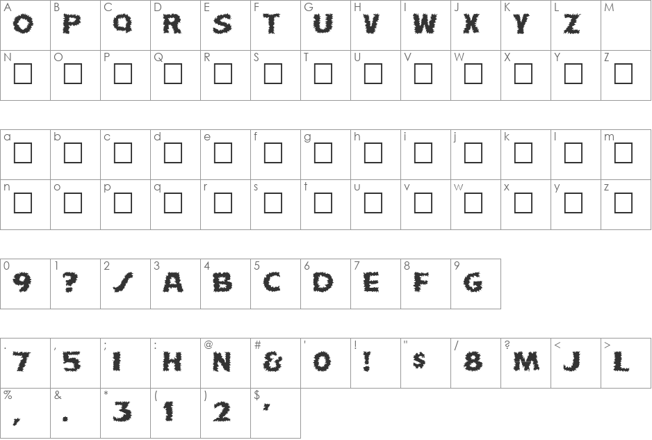 ShockFont font character map preview
