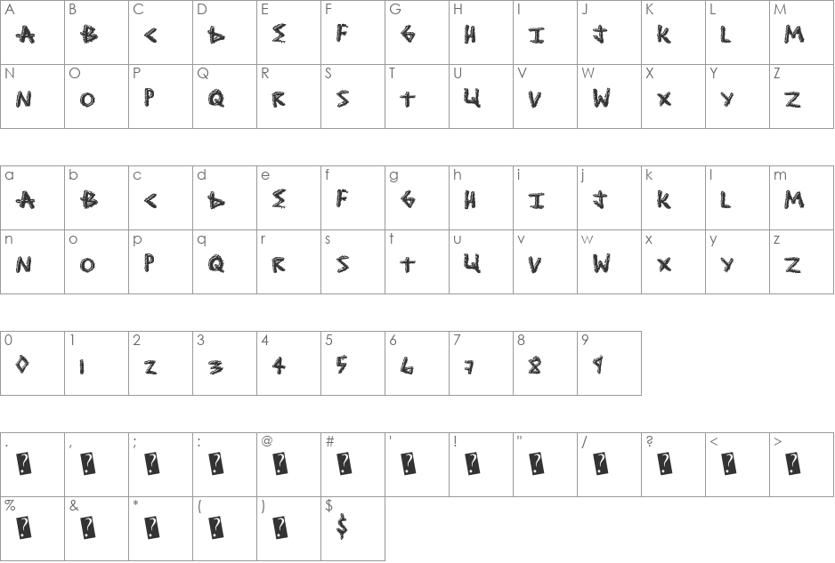 ShockTreatment font character map preview