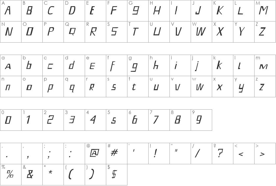 ShoeRepairs font character map preview