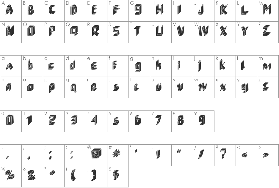 ShoeRepairs font character map preview
