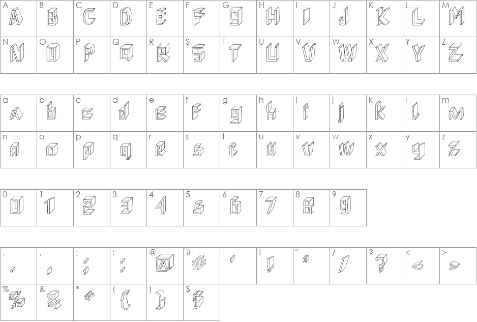 ShoeRepairs font character map preview