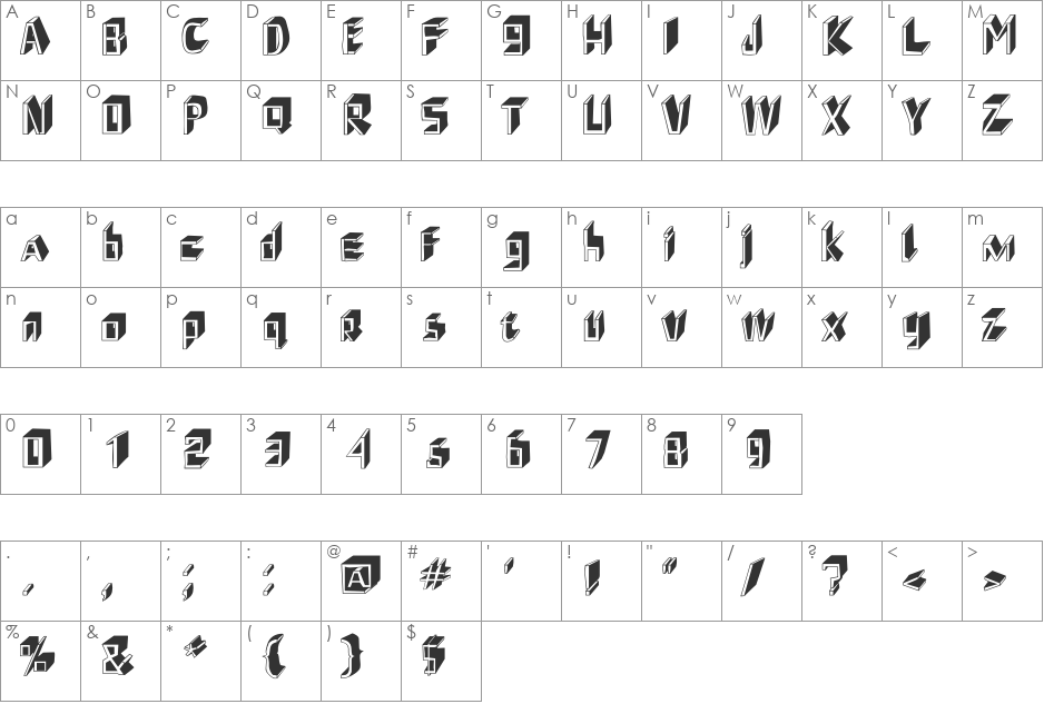 ShoeRepairs font character map preview
