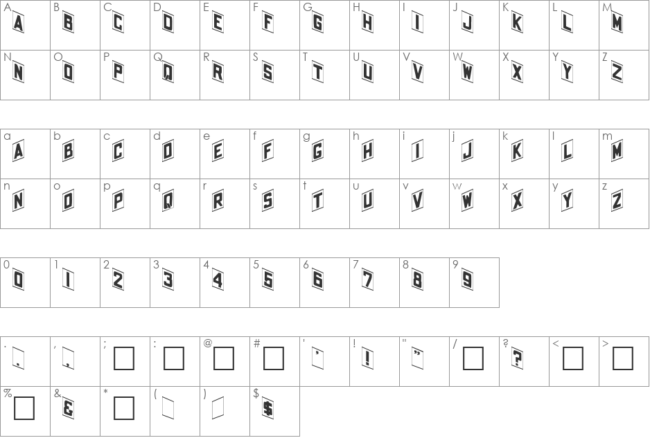 Shohl font character map preview