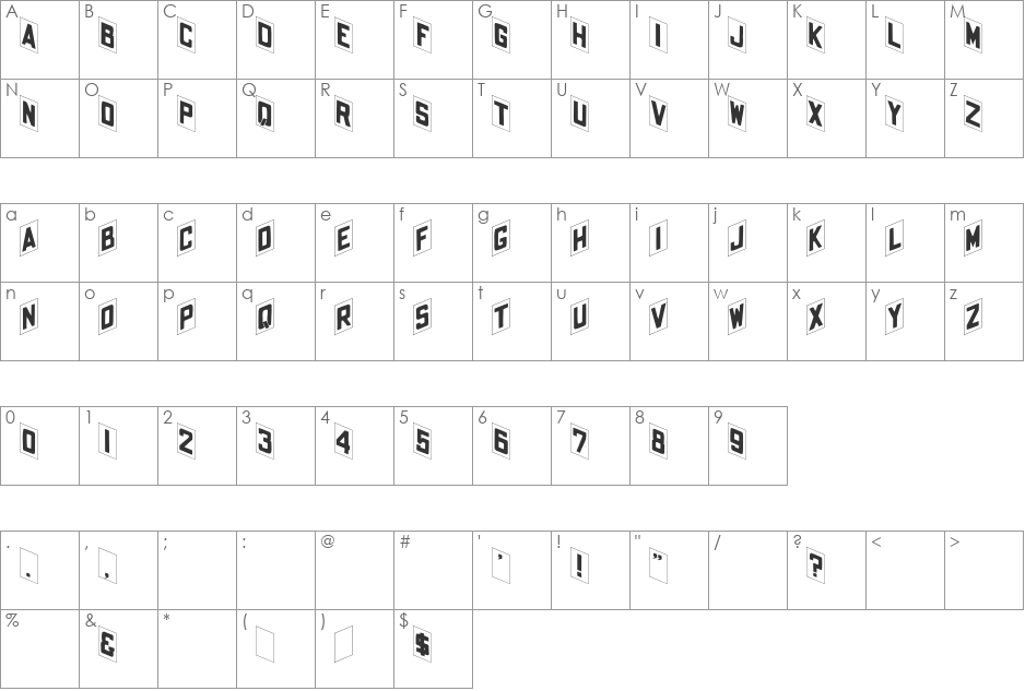 Shohl-Fold font character map preview