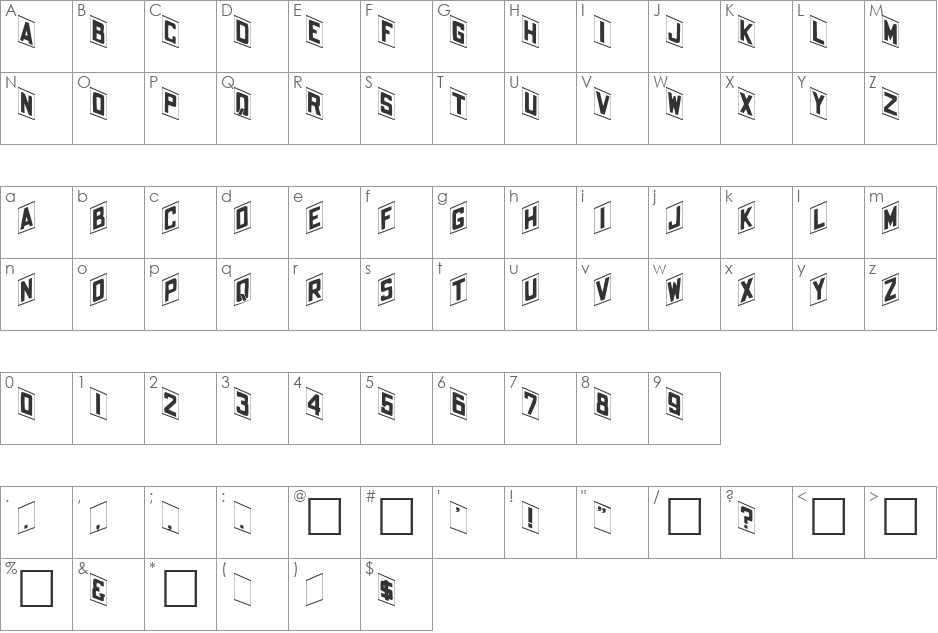 ShohlFold font character map preview