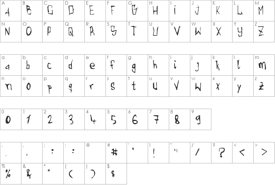 Sholin font character map preview