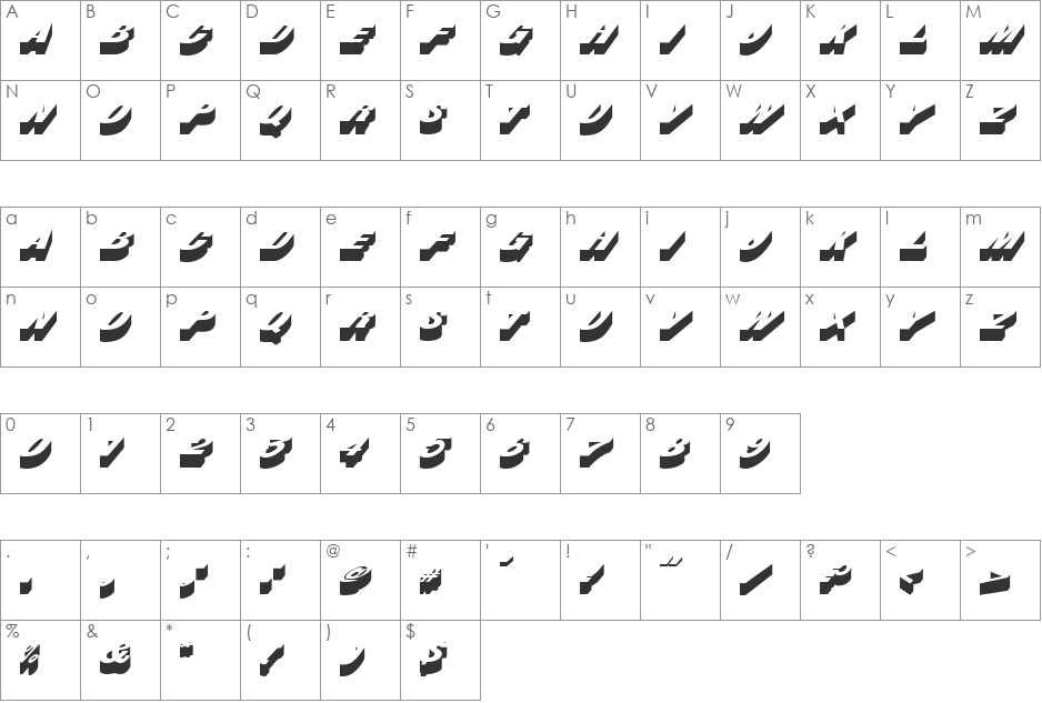 Bastian font character map preview