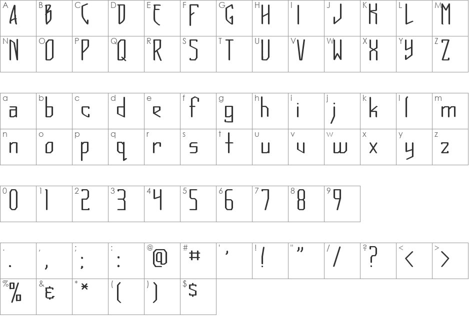 Shonen Punk! Pro font character map preview