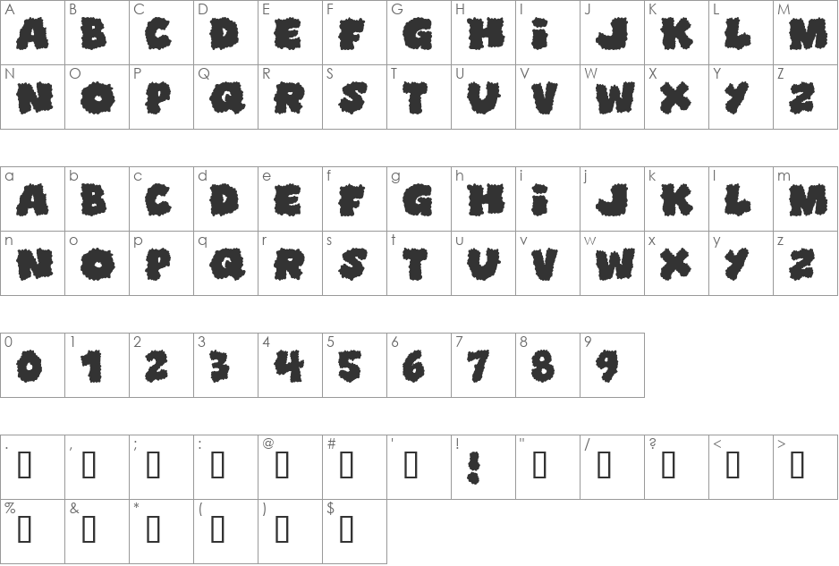 Shoplifters unite font character map preview