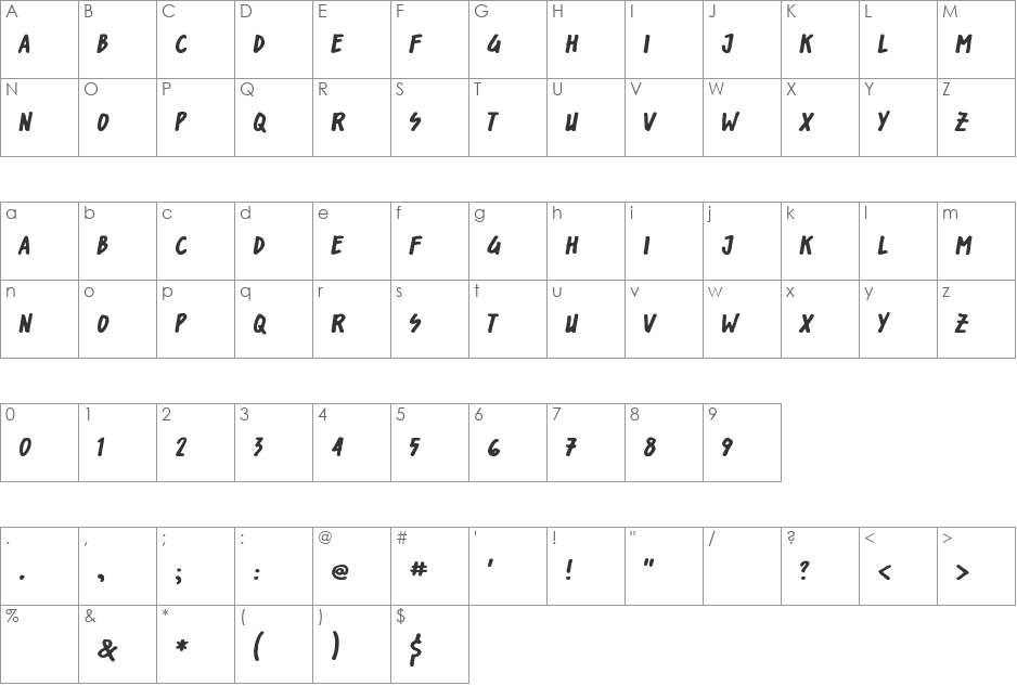 Shorelines Display font character map preview