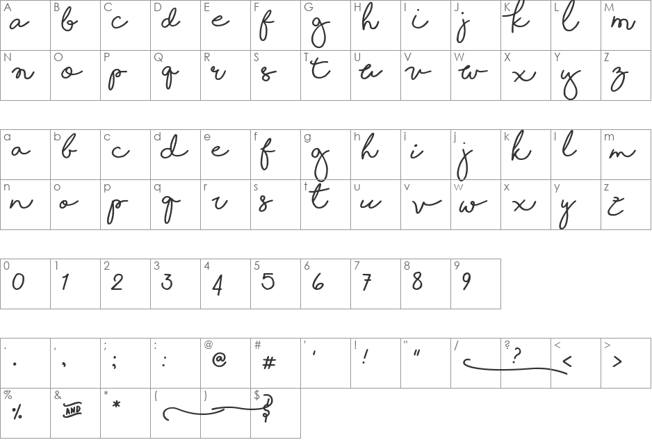 Shorelines Script Bold font character map preview