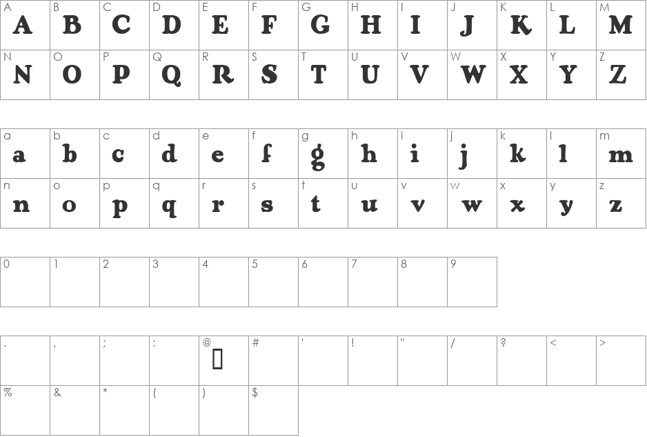 Bastion Demo font character map preview