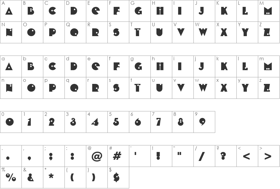 Shotgun font character map preview