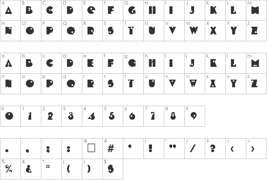 Shotgun font character map preview