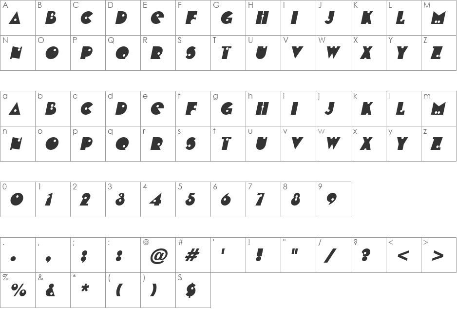 Shotgun font character map preview