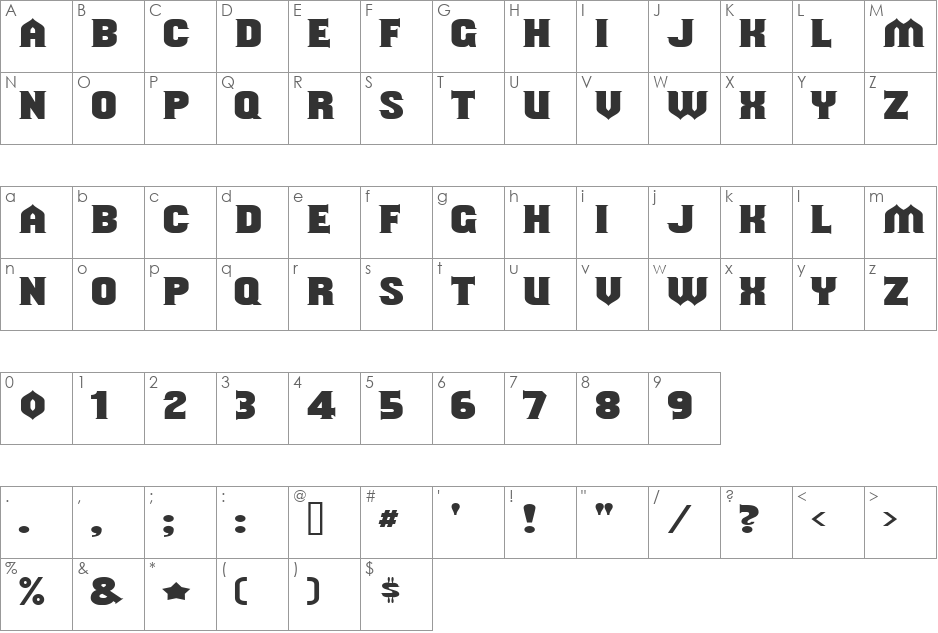 Should've Known font character map preview