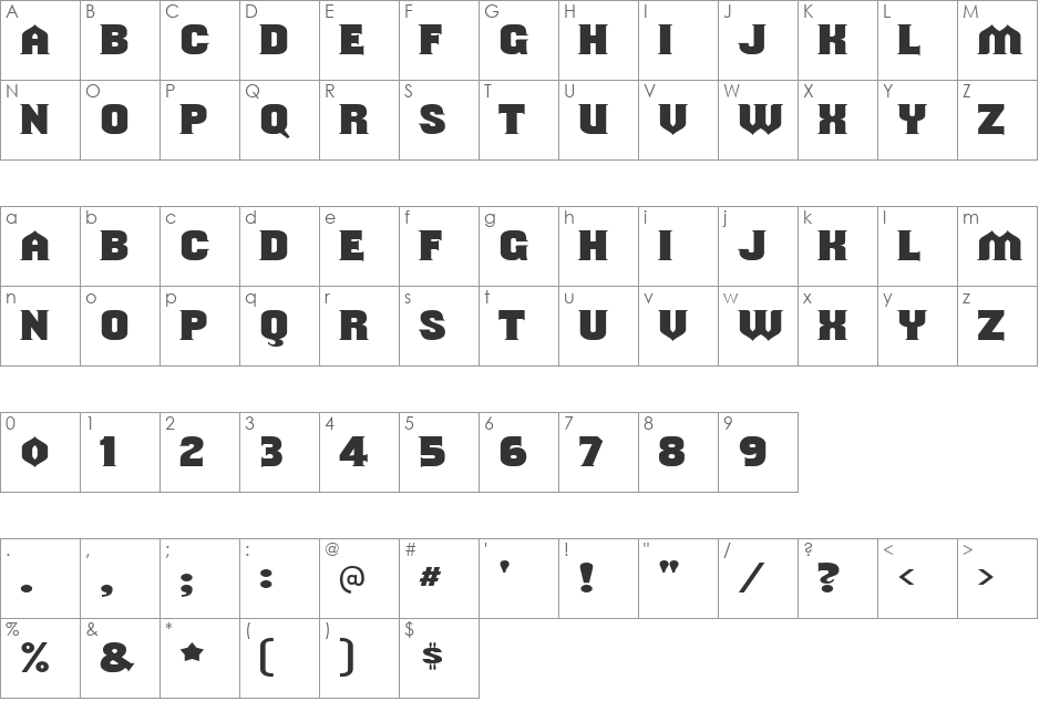 Should've Known font character map preview
