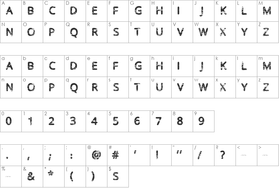 Baston font character map preview