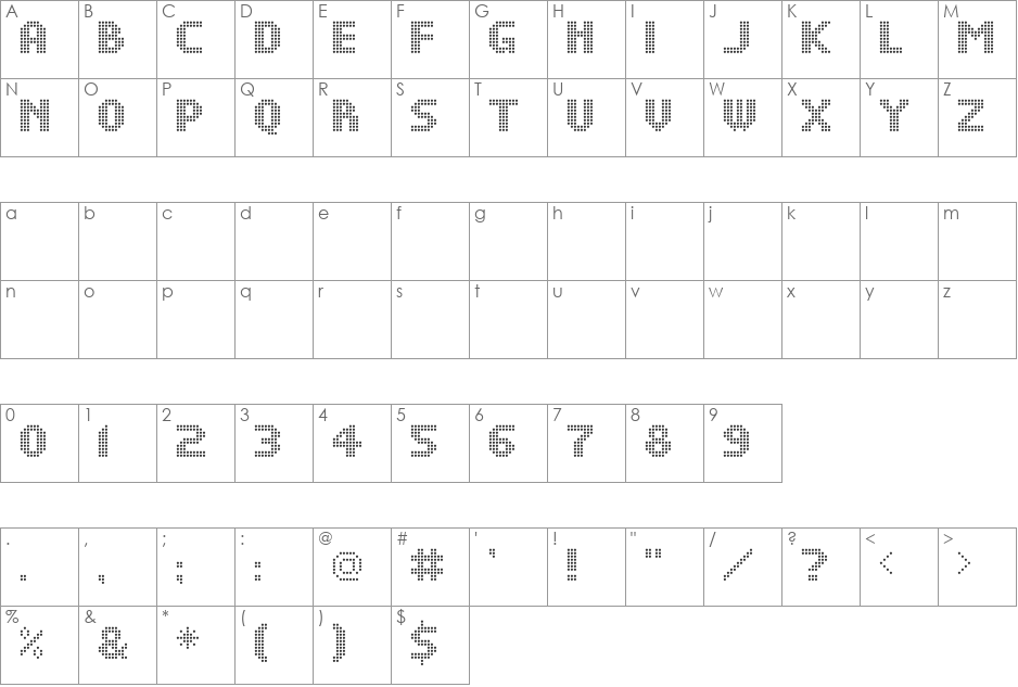 ShowBiz font character map preview