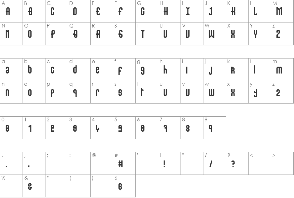 Showcase font character map preview