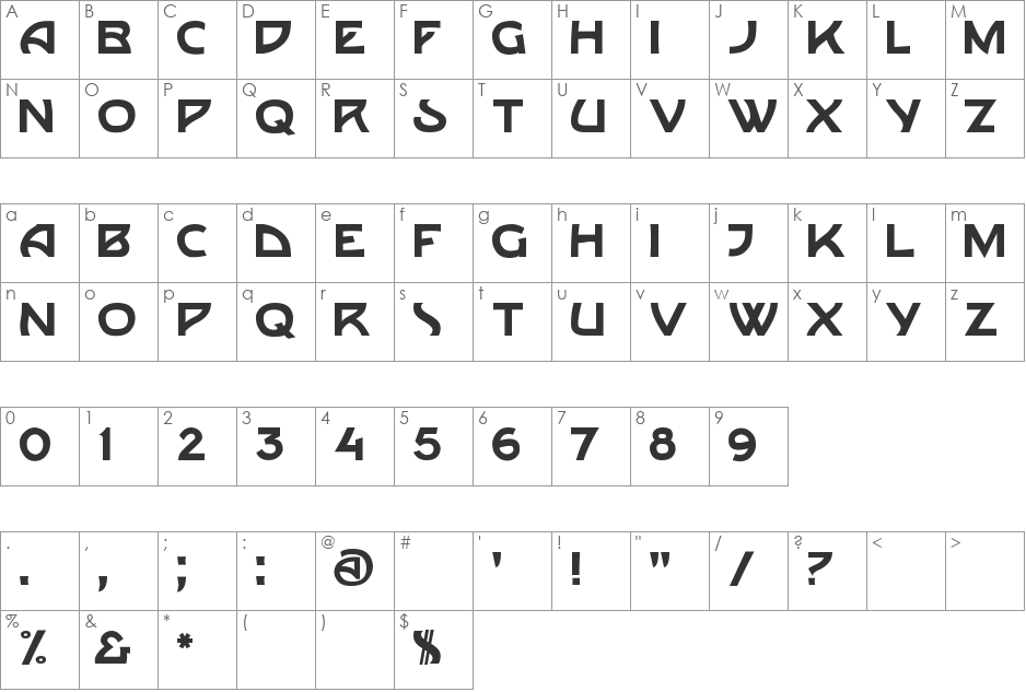 shrbitov font character map preview