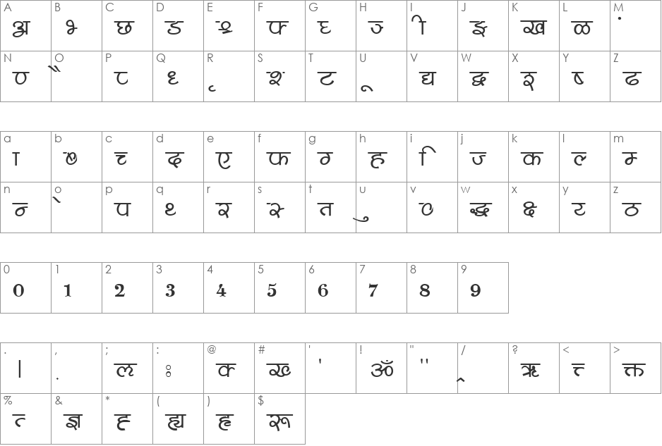 Shusha05 font character map preview