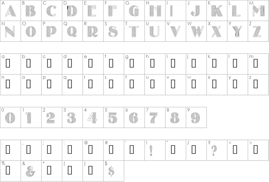 Shutter Up! font character map preview