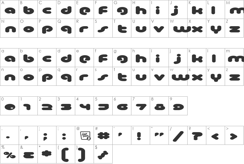 ShyFatBoy font character map preview