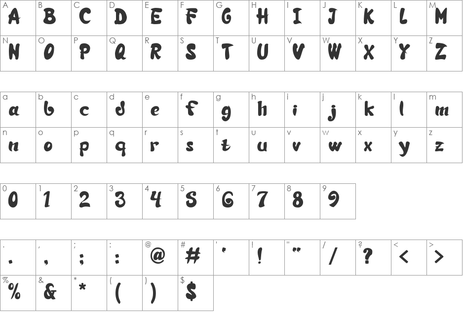 Si Brot! font character map preview