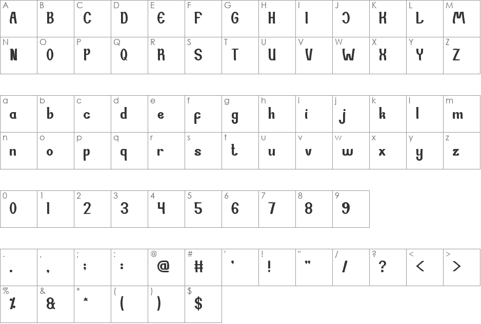 Si Cantik font character map preview