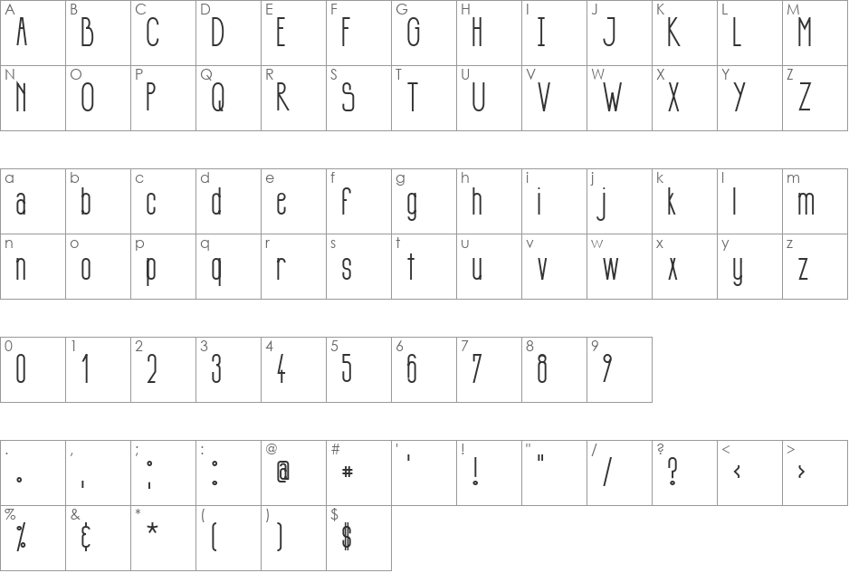 Si LuNcai font character map preview
