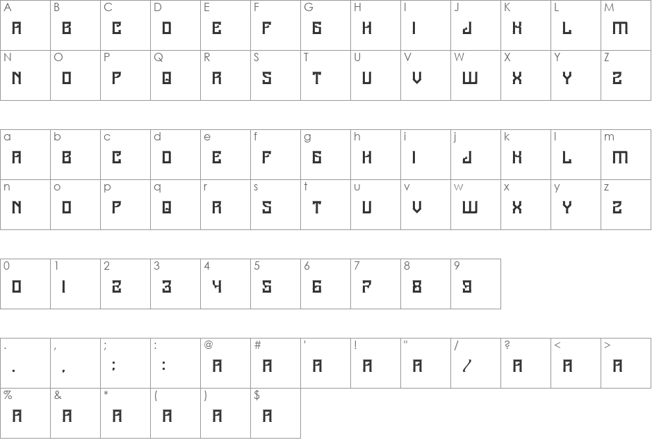 A25-KAMADJAJA font character map preview