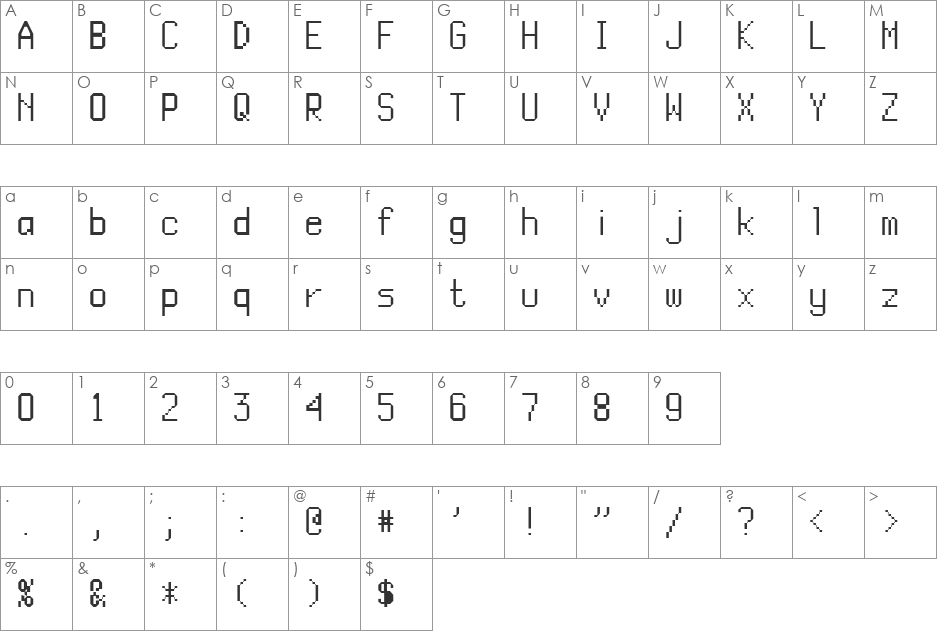 SI Tab font character map preview