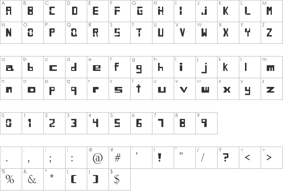 Sibling Rivalry font character map preview