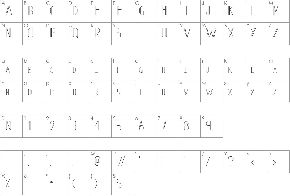 Sick City font character map preview