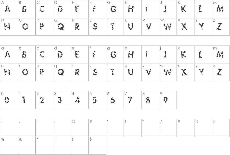 sickfuture font character map preview