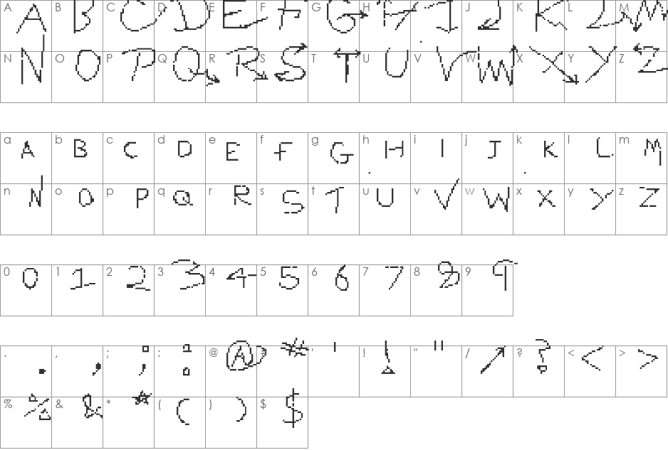 sicksucka's font character map preview