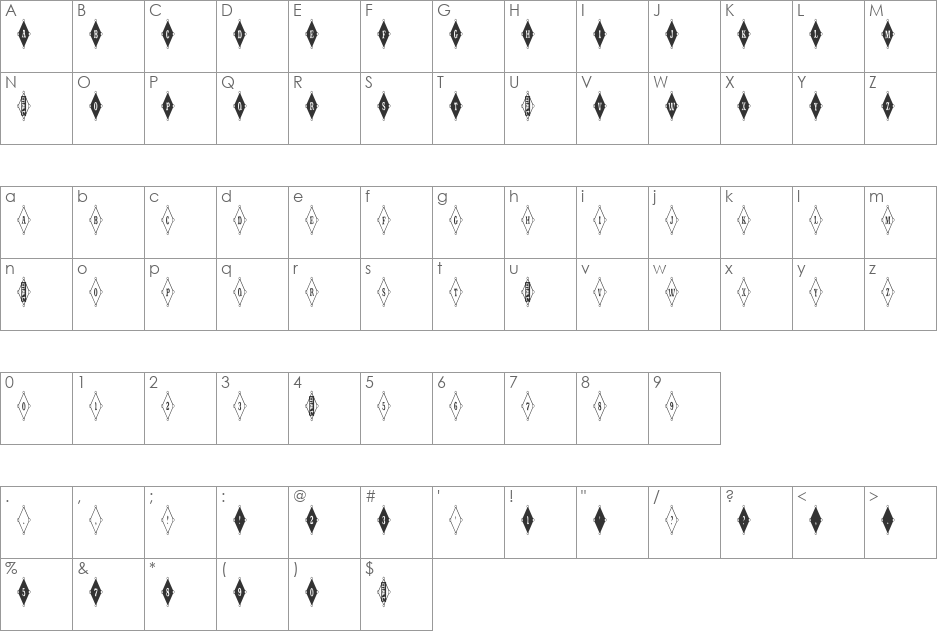 SiDeShOw font character map preview