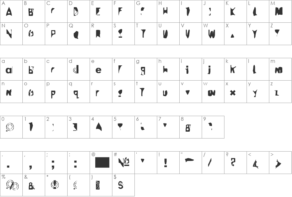 Sidewalker font character map preview