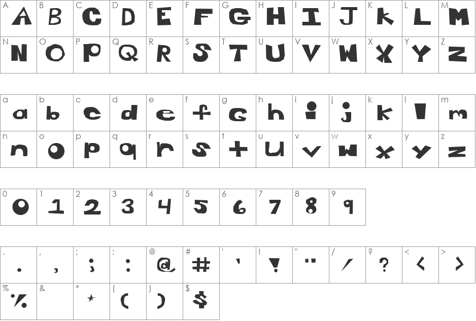 SidNNancy font character map preview