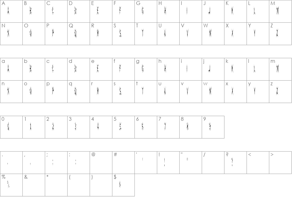 SidTheSpider font character map preview